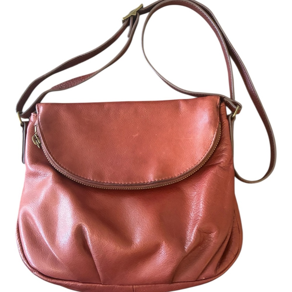 Margot New York "Adelle" Leather Zip-Flap Hobo Crossbody - Picture 2 of 8
